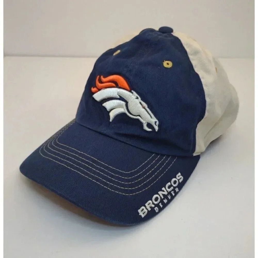 Denver Broncos Hat Cap NFL Football Navy Beige Adjustable  Logo Embroide…